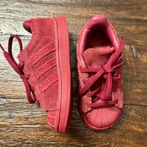 Adidas Kids Suede Maroon Superstars Sneaker